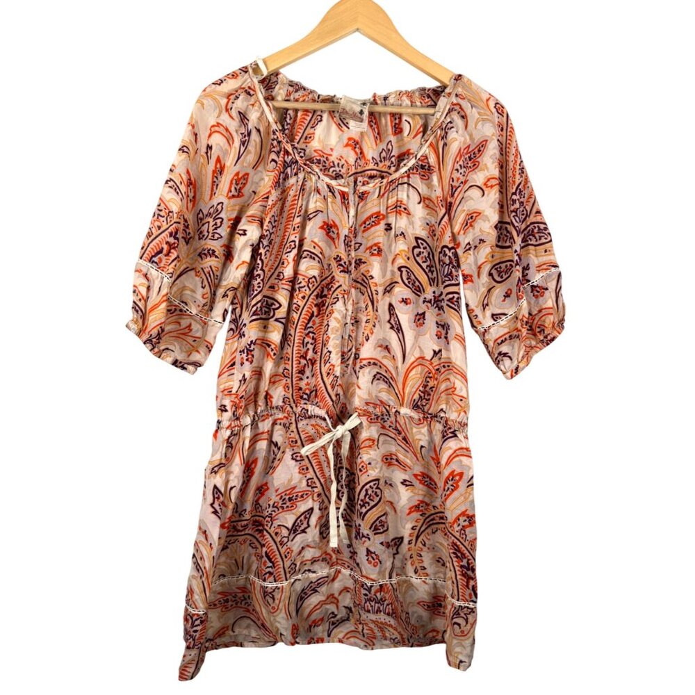 Danang Silk blend boho‎ paisley print mini dress Y2K 90s sz xs